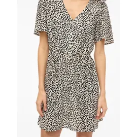 VILA VIGRACE V-Neck Minikleid Beige/Schwarz 34