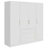 vente-unique Vente-unique-Kleiderschrank mit 4 Türen & 3 Schubladen - 196 cm - Weiß - Lizandro
