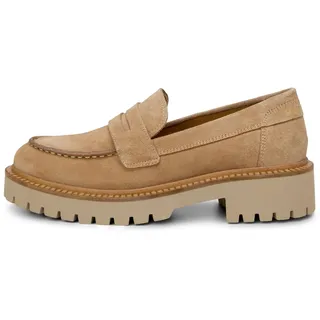 Marc O'Polo Marc OߴPolo Damen Loafer aus Leder mit robuster Profil-Laufsohle, Braun (Light Pure Sand), 38