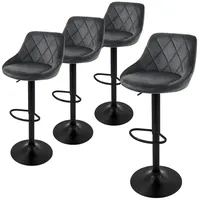 ML-Design Barhocker 4er Set aus Samt Grau mit Rückenlehne
