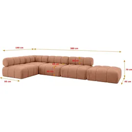 altdecor Modulares Sofa Ecksofa in L-Form - Favio-L2 - 380x190x70 cm Apricot universal, links/rechts Corner modular Sofa Eckcouch Couch Wohnlandsch... - Orange