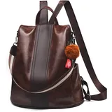 NICOLE & DORIS Rucksack Damen Anti Diebstahl Rucksackhandtaschen Große Kapazität Rucksack Schultertasche PU Leder wasserdichte Rucksäcke Schultasche Reiserucksack