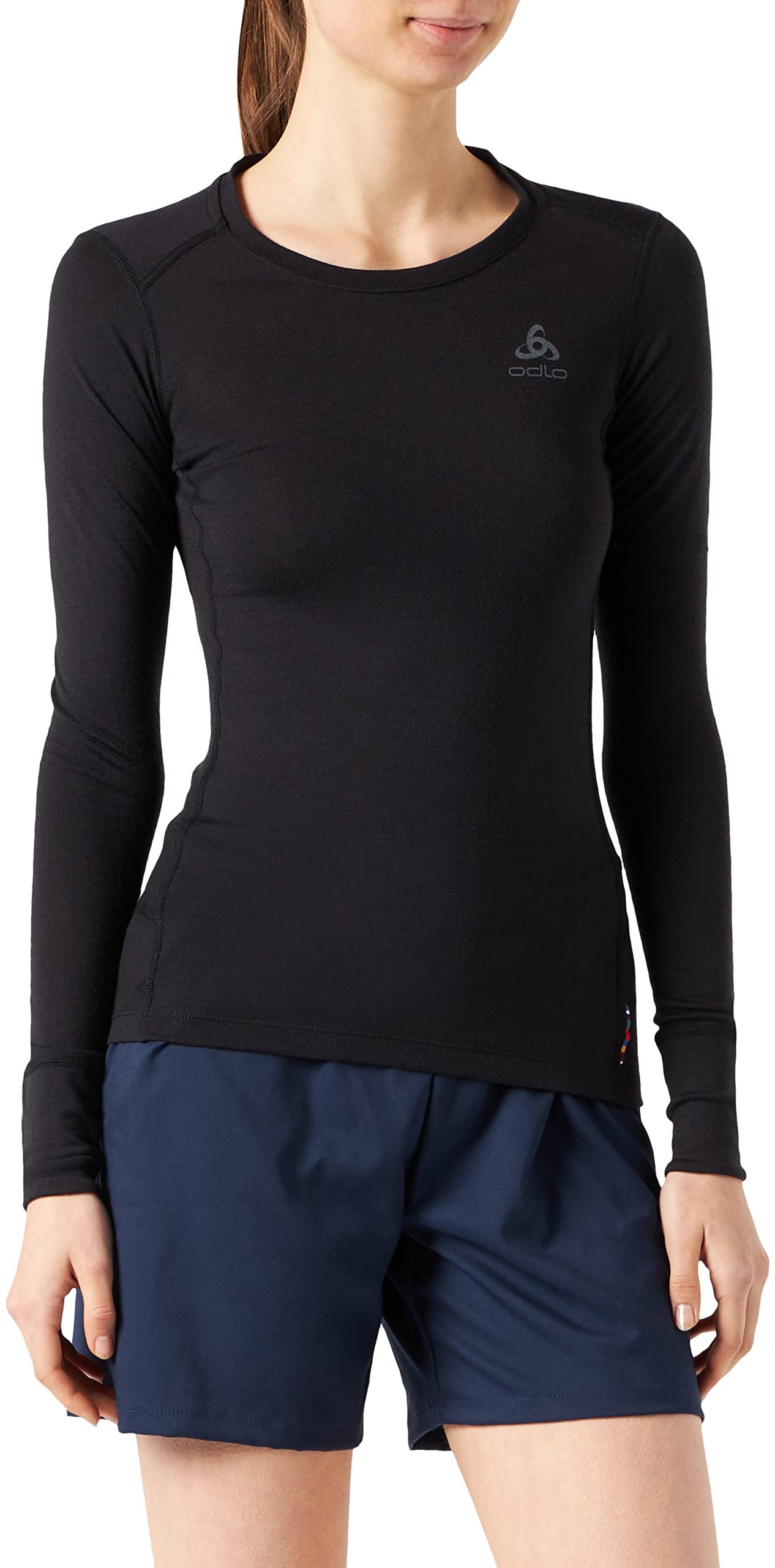 Odlo Damen Funktionsunterwäsche Langarm Shirt 100% MERINO 200 GRAMM, black - black, L
