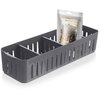 orion group Organizer Küchenbehälter Küchenbox Aufbewahrungsbox für Gewürze Kräuter mit 4 Fächern grau