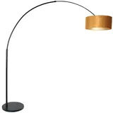 Steinhauer Bogenleuchte Stehlampe Bogenstehleuchte Textil gold Höhenverstellbar schwarz