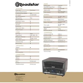 Roadstar HRA-270CD+BT Tragbares CD-Radio Vintage Digital Dab/Dab+/FM, CD-MP3-Player, Bluetooth, USB, Stereo, AUX-IN, LCD-Display, Fernbedienung, Kopfhöreranschluss, Alarm, Holz