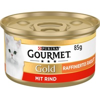 Gourmet Gold Raffiniertes Ragout Katzenfutter nass, mit Rind, 12er Pack (12 x 85g)