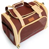 petproved Transportbox Katze Hund Hundetasche für Kleine Hunde Katzentransportbox Katzen Transportboxen Hundetragetasche Tragetasche Hund Katzentasche Katzenbox Katzenkorb Transport (M Braun)
