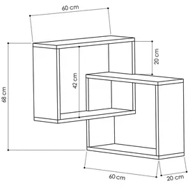 Decortie Eckregal 60 x 20 x 68 cm Beige