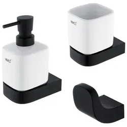 Nimco Badezimmerzubehör-Set Nikau Schwarz Messing, Zink NKCSET31KT90