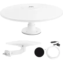 Maclean Brackets Aktive TV-Antenne DVB-T2 HEVC Maclean MCTV-102/3/4 | omnidirektionaler LTE-Filterverstärker 360 Grad kompakt mobil (Weiß MCTV-103, Camper, 12 V Zigarettenanzünder)
