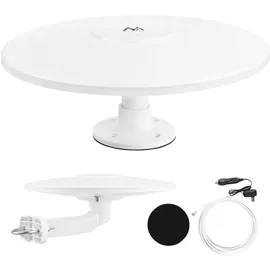 Maclean Brackets Aktive TV-Antenne DVB-T2 HEVC Maclean MCTV-102/3/4 | omnidirektionaler LTE-Filterverstärker 360 Grad kompakt mobil (Weiß MCTV-103, Camper, 12 V Zigarettenanzünder)