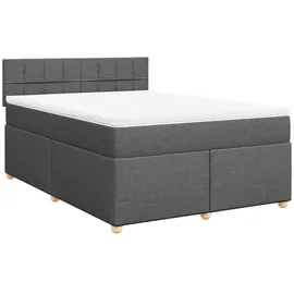 vidaXL Boxspringbett mit Matratze Dunkelgrau 140x200 cm Stoff