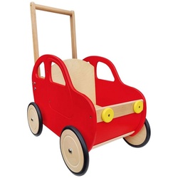 ERST-HOLZ Puppenwagen Puppenwagen rotes Auto Teddytransporter Lauflernwagen weiß