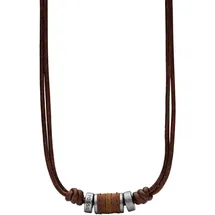 Fossil Kette mit Anhänger Schmuck Geschenk Edelstahl Braun