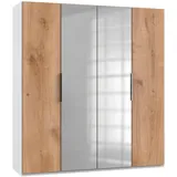 WIMEX Level 200 x 216 x 58 cm Plankeneiche Nachbildung/weiß mit Spiegeltüren