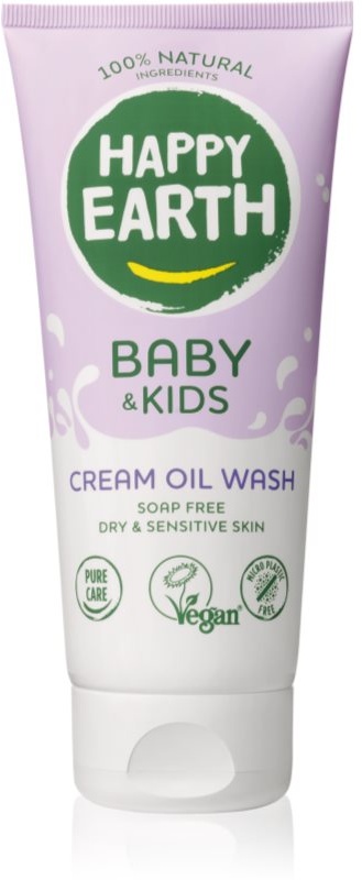 Happy Earth 100% Natural Cream Oil Wash for Baby & Kids Badeöl für trockene und empfindliche Haut 200 ml