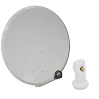 PremiumX Satelliten-Komplettanlage 60cm Aluminium Hellgrau Satellitenschüssel SAT Single LNB