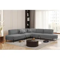 Fun Möbel Ecksofa Designersofa VALENCIA in Stoff Noel Grau