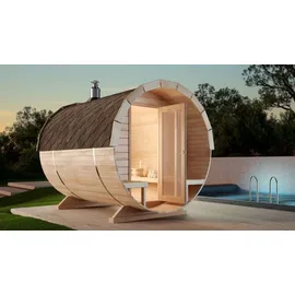FinnTherm Fasssauna Carrie 2 Sitzbänke aus Holz Wandstärke 42 mm