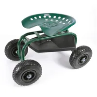 Grüner Jan Gartensitz fahrbar Gartenhocker Arbeitshocker Gartenwagen Gartenhelfer Rollwagen