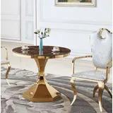 aea Esstisch Möbel Luxus Holz Modern Edelstahl Wohnzimmer Design Neu Gold - Gold