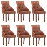 vidaXL Esszimmerstuhl Leder braun 6er Set