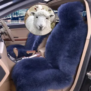 Altlue Autositzbezüge Lammfell Autositzbezug Lammfell Autositz Lammfell Sitzbezug Für Auto Lammfell Sitzauflage Lammfell Auto Fell Autositzbezüge Fell Vordersitze - Universal (Blau Grau, einteilig)