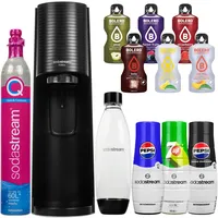 NEU Sodastream Sprudler Terra Schwarz 1L Flasche Sirup Kartusche Set