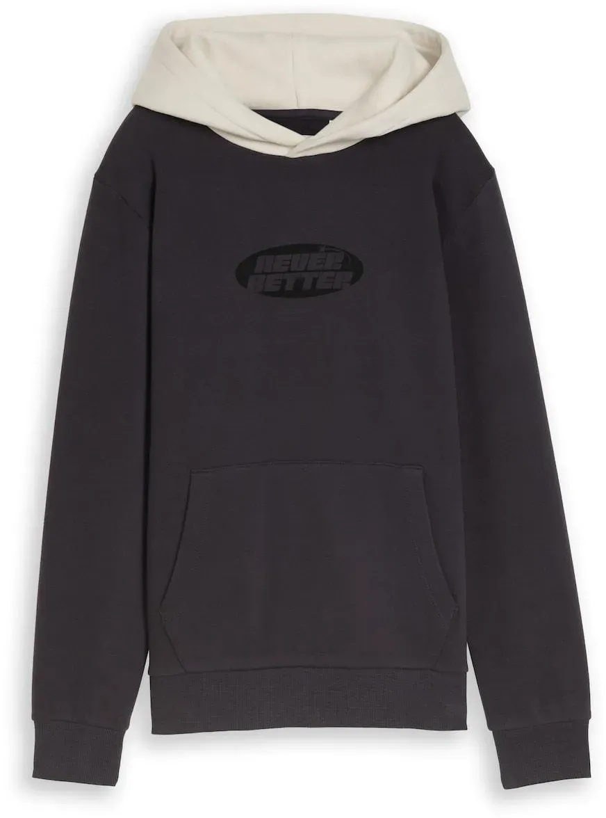 TOM TAILOR Jungen Hoodie Sweatshirt mit Foto-Print, grau, Uni, Gr. 152