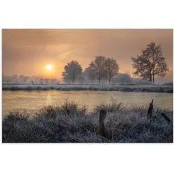 Artland Wandbild »Ein Wintertag beginnt«, Bilder vom Sonnenuntergang & -aufgang, (1 St.), als Alubild, Outdoorbild, Leinwandbild, Wandaufkleber, versch. Größen Artland Farbe Bild(er): orange