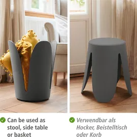 Wenko Badhocker Comiso Duschhocker anthrazit, belastbar bis 180 kg, rutschfeste Füße, 44,5x46,0x44,5 cm