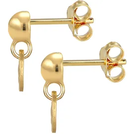 ELLI PREMIUM Ohrstecker Kugel Plättchen Antique 375 Gelbgold 375 onesize