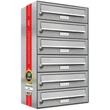 AL Briefkastensysteme 6er Edelstahl Briefkasten Anlage 6 Fach Postkasten