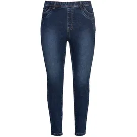 sheego Jeansjeggings SHEEGO, Damen, Gr. 42, Normalgrößen, blau (dunkelblau denim), 76% Baumwolle, 22% Polyester, 2% Elasthan, unifarben, lang, Jeans