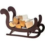 Dekoleidenschaft Kaminholz Regal "Schlitten" aus Metall, braun, Holzständer, Holzlager - Braun