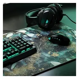 CSL Gaming Mauspad, XXL, 900 x 400 x 3 mm, Schreibtischunterlage, extralarge, waschbar, Gold Floral