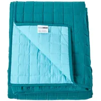 Homescapes Tagesdecke aus 100% Baumwolle, petrol/hellblau, 230 x 250