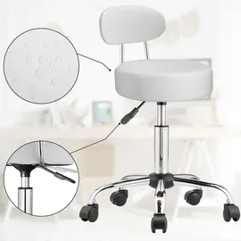 CASARIA Rollhocker mit Rückenlehne weiß