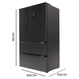 Cecotec Bolero CoolMarket FD 510 Dark French Door (510 l, 1830 mm hoch, Schwarz)