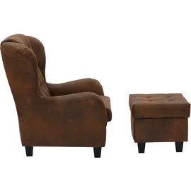 Home Affaire Alexander Microfaser 92 x 93 x 103 cm braun inkl. Hocker