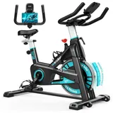 Wenoker Heimtrainer Indoor-Heimtrainer mit magnetischem Widerstand, Aerobic-Trainingsrad, Heimtrainer, Gewichtskapazität 140 kg blau