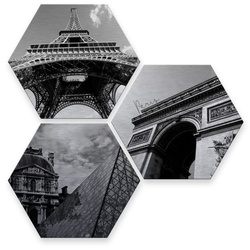 Mehrteilige Bilder WALL-ART "Silbereffekt Impression of Paris" Gr. B/H/T: 35 cm x 0 cm x 30 cm, -, 3 St., bunt (mehrfarbig) Mehrteilige Bilder