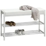 CARRYHOME Schuhregal , Weiß, Metall, Textil , 80x52x30 cm , Garderobe, Schuhaufbewahrung, Schuhregale