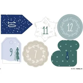 Folia Adventskalender-Set BASIC, Stoffbeutel, 49-teilig, Beutelgröße 10x13cm, mit Motivdruck