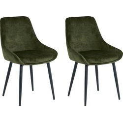 SIT Polsterstuhl (Set, 2 St), glamouröser Bezug in Samtoptik grün|schwarz