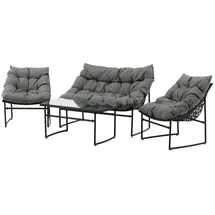 VCM Tina Loungeset 4-tlg. grau/schwarz