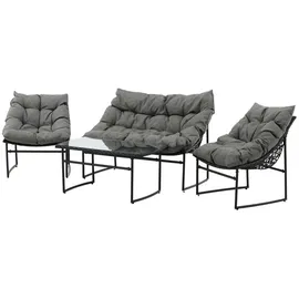 VCM Tina Loungeset 4-tlg. grau/schwarz