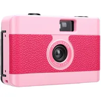 Luqeeg 35-mm-Filmkamera, Wiederverwendbare Fokusfreie Kompaktkamera, Leichte Kamera Im Retro-Stil mit Integriertem Blitz und 28-mm-Objektiv, Ideal für Reisefotografie (PINK)