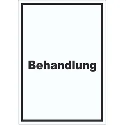 Behandlung Aufkleber mit Text Behandlungsraum hochkant A5 (148x210mm)